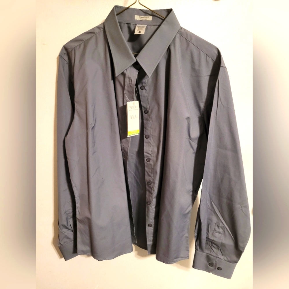 River End womens gray button down shirt size 2X